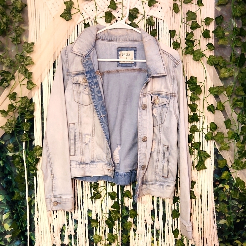 Mudd Distressed Cropped Jean Jacket